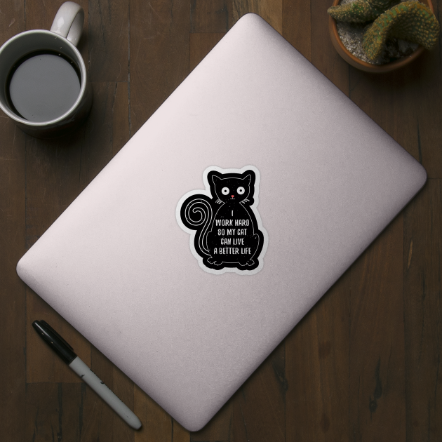 Funny Black Cat Motivational Design for Cat Person by Teeziner